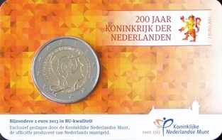 200 jaar Koninkrijk 2 Euro 2013 Coincard BU